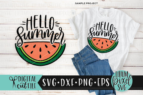Hello Summer Watermelon Half Round Frame - Summer SVG SVG Lilium Pixel SVG 