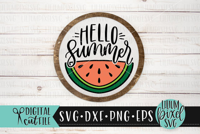 Hello Summer Watermelon Half Round Frame - Summer SVG SVG Lilium Pixel SVG 
