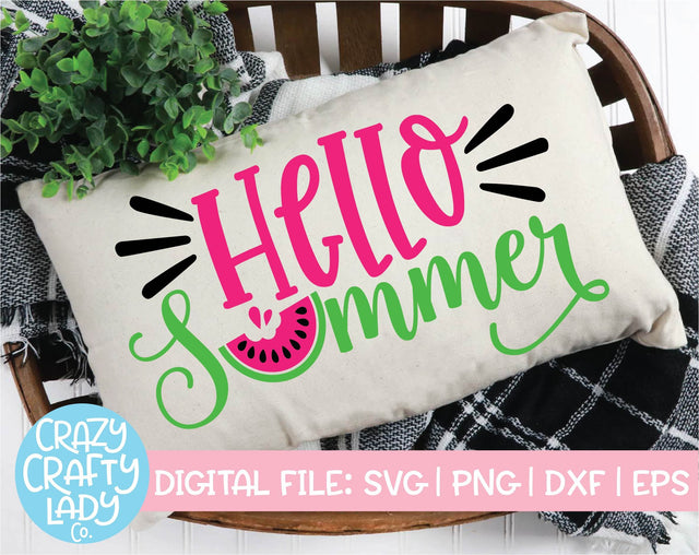 Hello Summer | Watermelon SVG Cut File SVG Crazy Crafty Lady Co. 