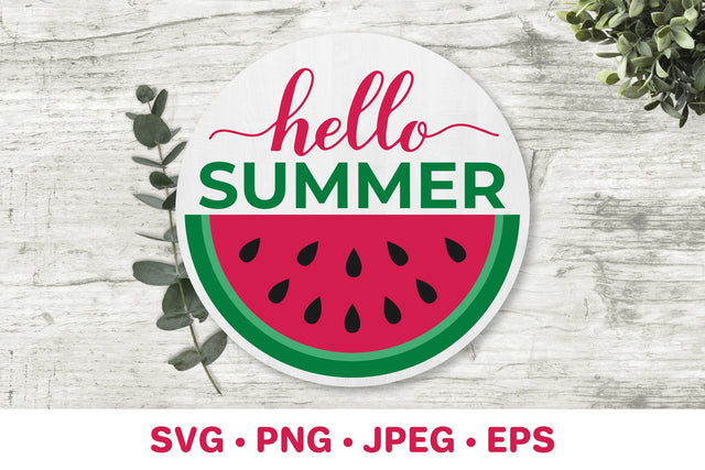 Hello summer watermelon SVG. Round door sign SVG LaBelezoka 