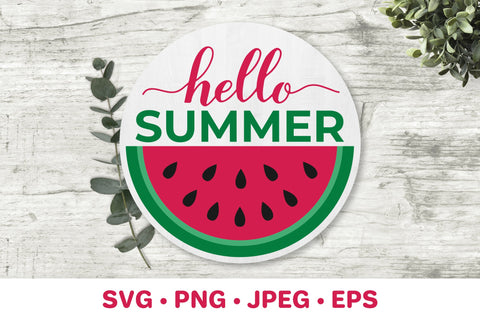 Hello summer watermelon SVG. Round door sign SVG LaBelezoka 