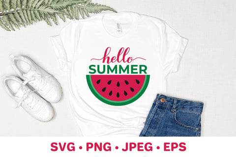 Hello summer watermelon SVG. Round door sign SVG LaBelezoka 