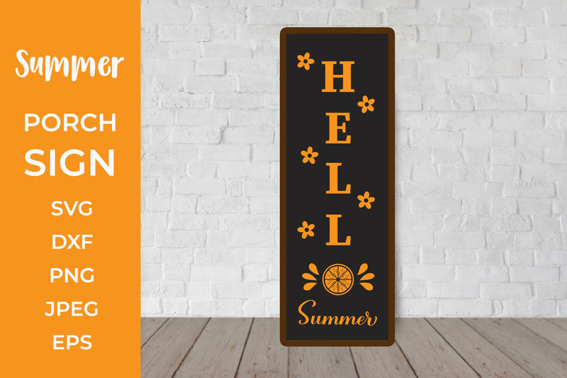 Hello Summer Welcome Porch Sign SVG. Vertical Front Sign SVG LaBelezoka 