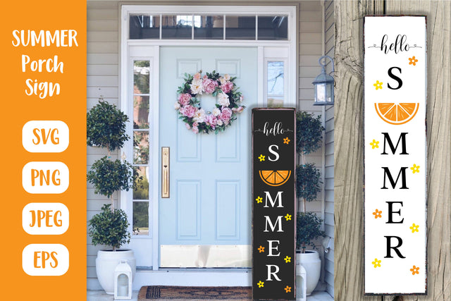 Hello Summer Welcome Porch Sign. Vertical Front Sign SVG SVG LaBelezoka 