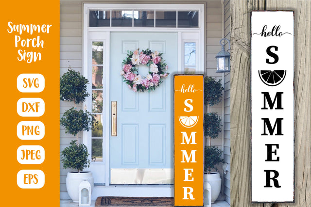 Hello Summer Welcome Porch Sign. Vertical Front Sign SVG SVG LaBelezoka 