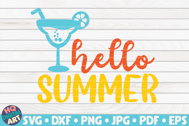 Hello summer with Drink SVG | Summertime Saying SVG HQDigitalArt 