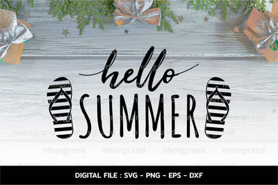 hello summer with sandal and flip flops Svg, t-shirt, Cricut Files, svg, png, eps, dxf, Instant Download SVG nhongrand 