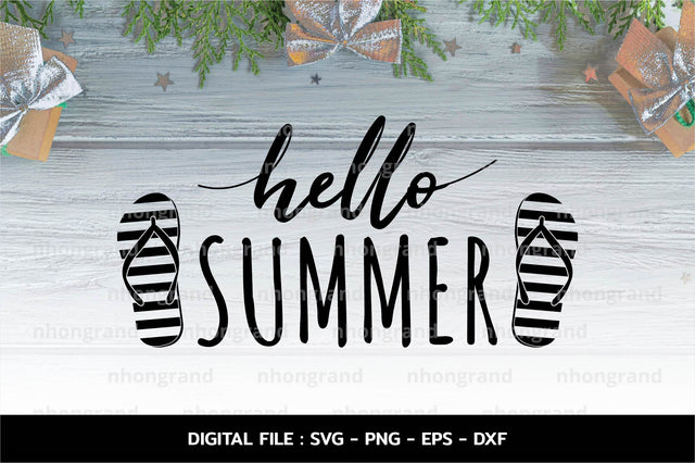 hello summer with sandal and flip flops Svg, t-shirt, Cricut Files, svg, png, eps, dxf, Instant Download SVG nhongrand 