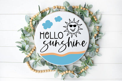 Hello Sunshine | Summer Round Sign SVG Cut File SVG Shine Green Art 