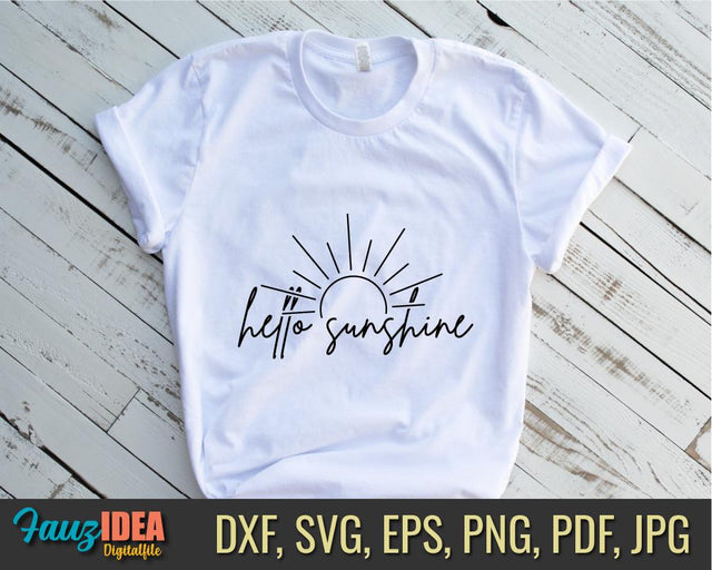 Hello Sunshine svg cricut cut files sublimation png summer shirt svg Positive spring Shirt svg Beach tshirt design Hello Spring shirt Design SVG Fauz 