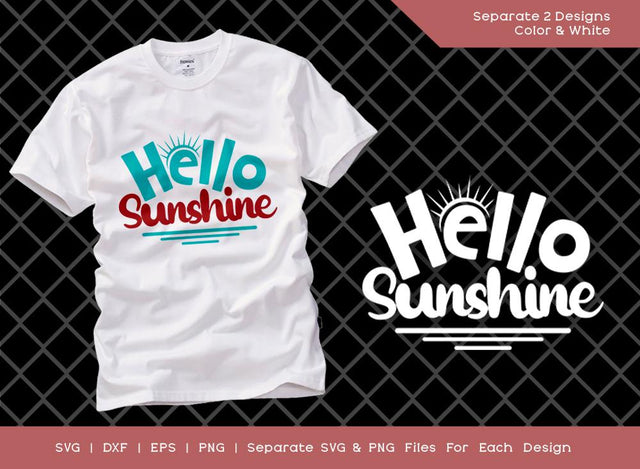 Hello Sunshine Svg Cut File | Sunshine Svg | Summer Svg | Vacation Svg | Rising Sun Svg | T-shirt Design SVG ETC Craft 