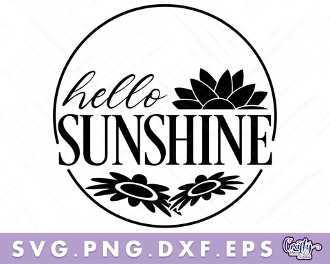 Hello Sunshine Svg | Round Spring Sign | Spring Door Sign SVG Crafty Mama Studios 