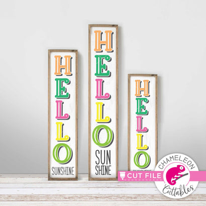 Hello Sunshine vertical Porch design svg png dxf SVG Chameleon Cuttables 