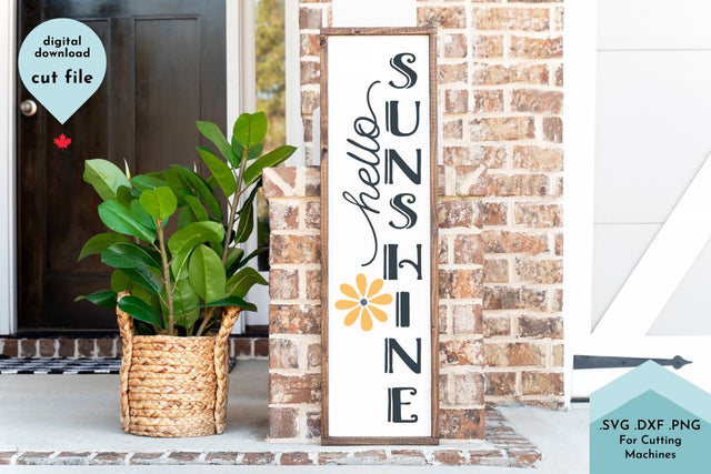 Hello Sunshine Vertical Porch Sign SVG Cut File SVG Lettershapes 