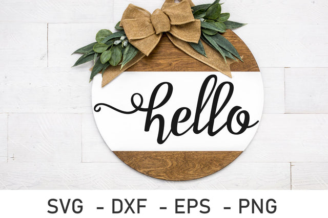Hello SVG, Modern Farmhouse Round Sign, welcome svg cut files SVG Chamsae Studio 