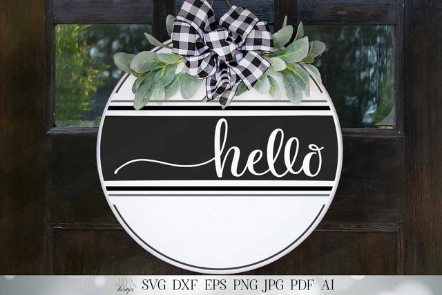 Hello SVG | Welcome SVG | Farmhouse SVG | Grain Sack / Ticking Stripes Design | dxf and more! | Front Door svg | Printable SVG Diva Watts Designs 