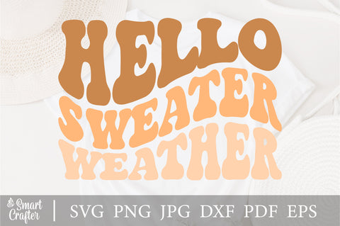 Hello Sweater Weather Svg Png, Christmas Tree Svg, Groovy wavy font Svg, Leopard Cheetah , Autumn Svg Hello Fall Svg Christmas SVG Fauz 