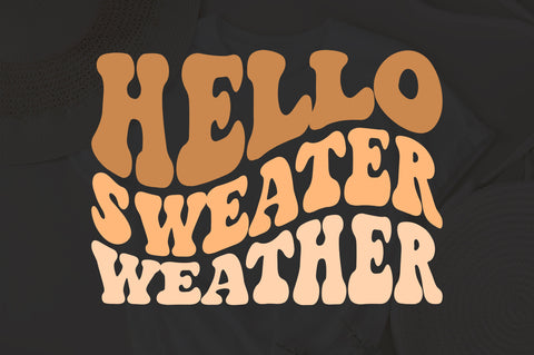 Hello Sweater Weather Svg Png, Christmas Tree Svg, Groovy wavy font Svg, Leopard Cheetah , Autumn Svg Hello Fall Svg Christmas SVG Fauz 