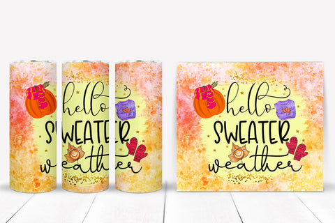 Hello Sweater Weather Tumbler Sublimation I Fall Tumbler PNG Sublimation Happy Printables Club 