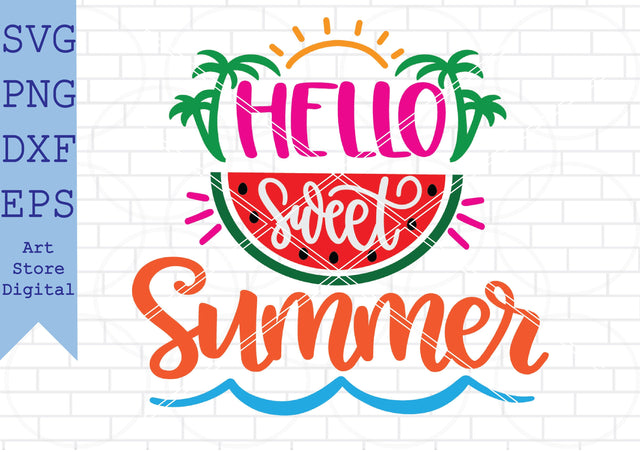 Hello Sweet Summer Svg, Beach Svg, Summer Time Svg SVG Artstoredigital 