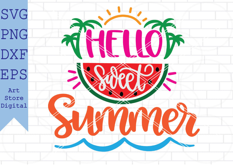 Hello Sweet Summer Svg, Beach Svg, Summer Time Svg SVG Artstoredigital 