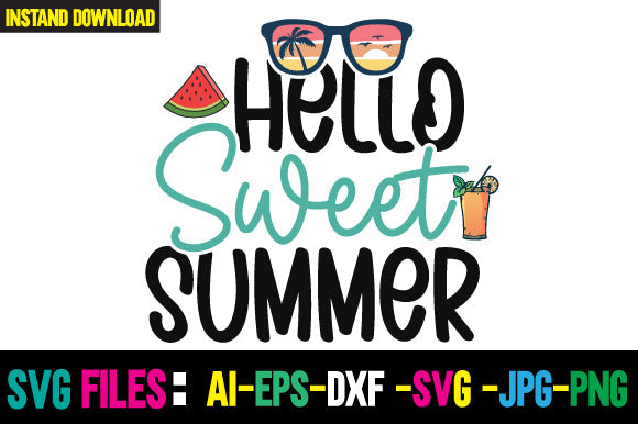 Hello Sweet Summer SVG Cut File SVG Newmockups 