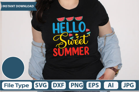 Hello Sweet Summer Svg Cut File,SVGs,quotes-and-sayings,food-drink,mini-bundles,print-cut,on-sale, SVG DesignPlante 503 