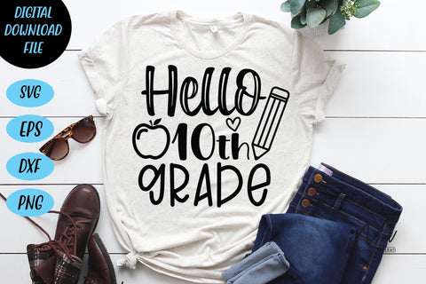 Hello tenth grade svg, 10th grade cricut, teacher t shirt svg SVG Isabella Machell 