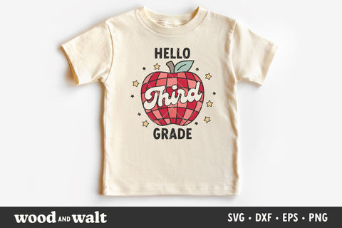 Hello Third Grade Apple SVG | Back To School SVG SVG Wood And Walt 