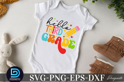 Hello Third grade, Back to School SVG SVG DESIGNISTIC 
