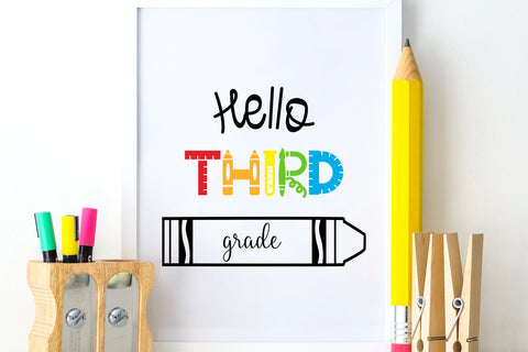 Hello Third Grade Crayon SVG Sublimatiz Designs 