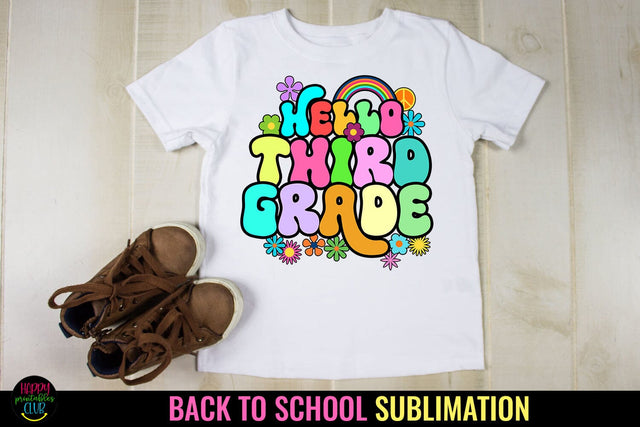 Hello Third Grade First Day School PNG I Back to School PNG Sublimation Happy Printables Club 