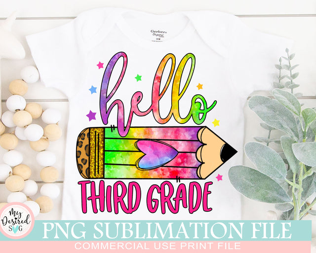 Hello Third Grade PNG, School Designs, Back to School 3th grade Design, Third Grade Shirt, Gift for Teachers, Sublimation Designs Downloads Sublimation MyDesiredSVG 