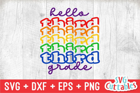 Hello Third Grade svg - 3rd Grade Cut File - Back To School svg - dxf - eps - png - Cut File - Silhouette - Cricut - Digital Download SVG Svg Cuttables 