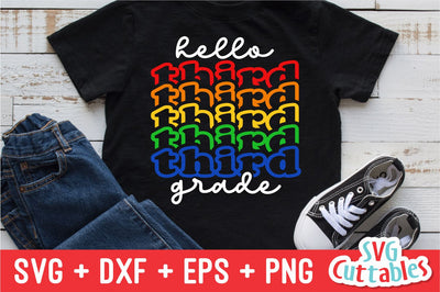 Hello Third Grade svg - 3rd Grade Cut File - Back To School svg - dxf - eps - png - Cut File - Silhouette - Cricut - Digital Download SVG Svg Cuttables 