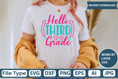 Hello Third Grade Svg Cut File SVG DesignPlante 503 