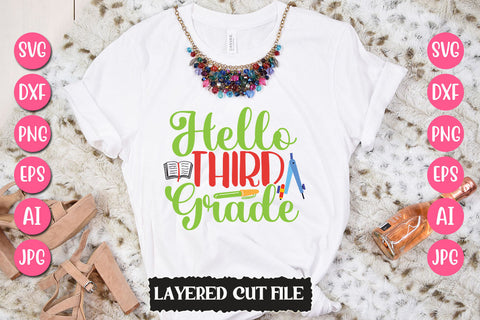 Hello Third Grade SVG Cut File SVG Newmockups 