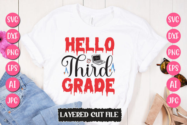 Hello Third Grade SVG Cut File SVG Newmockups 