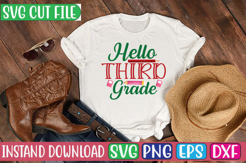 Hello Third Grade SVG Cut File SVGs, Quotes and Sayings, Food & Drink, Holiday,On Sale, SVG Studio Innate 