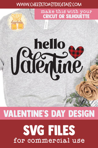 Hello Valentine | Buffalo Plaid Heart Valentine's Day SVG SVG Cheese Toast Digitals 