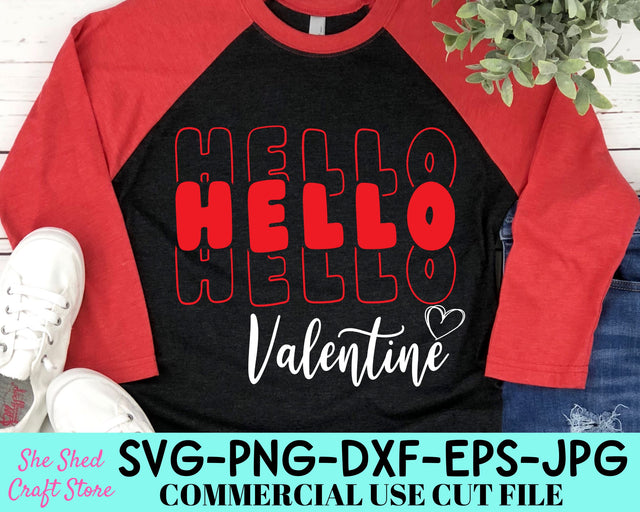 Hello Valentine SVG Cut File | Mom Quotes SVG | Valentines Day PNG SVG She Shed Craft Store 