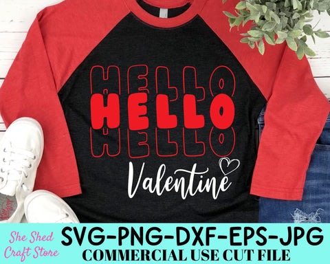 Hello Valentine SVG Cut File | Mom Quotes SVG | Valentines Day PNG SVG She Shed Craft Store 
