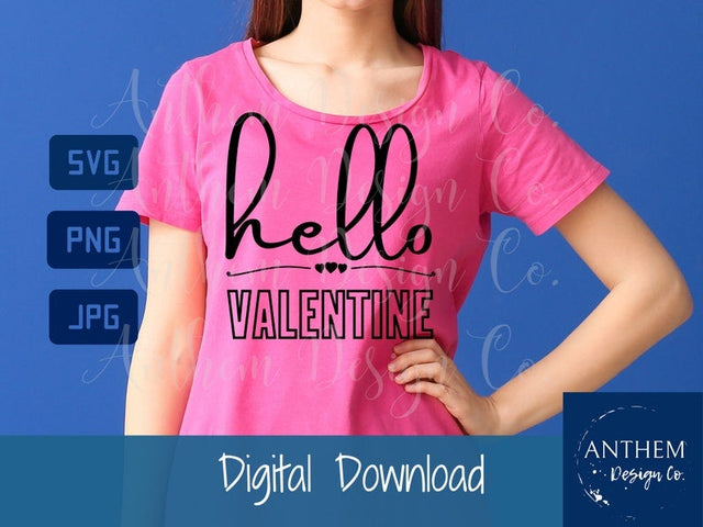 Hello Valentine svg, cute valentine font, valentines day cut file SVG Anthem Design Company 