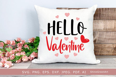 Hello Valentine SVG Pillow, Round Sign SVG SVG Shine Green Art 