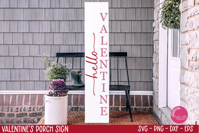 Hello Valentine SVG-Valentine Porch Sign SVG-Vertical Sign SVG SVG Linden Valley Designs 