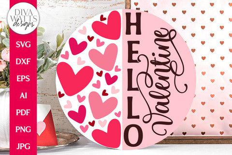 Hello Valentine SVG | Valentine's Day Design SVG Diva Watts Designs 