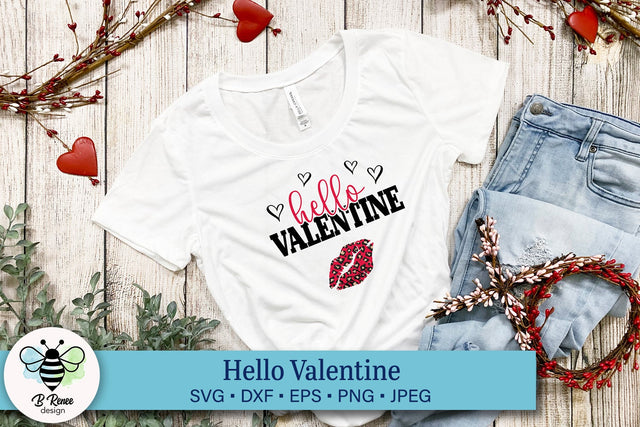 Hello Valentine SVG with Leopard Print Lips SVG B Renee Design 