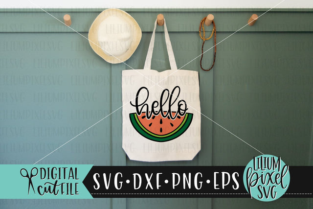 Hello Watermelon Half Round Frame - Summer SVG SVG Lilium Pixel SVG 
