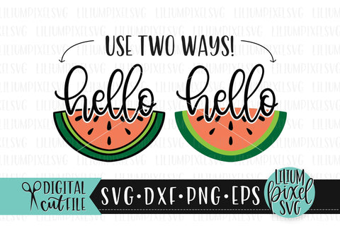 Hello Watermelon Half Round Frame - Summer SVG SVG Lilium Pixel SVG 