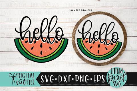 Hello Watermelon Half Round Frame - Summer SVG SVG Lilium Pixel SVG 